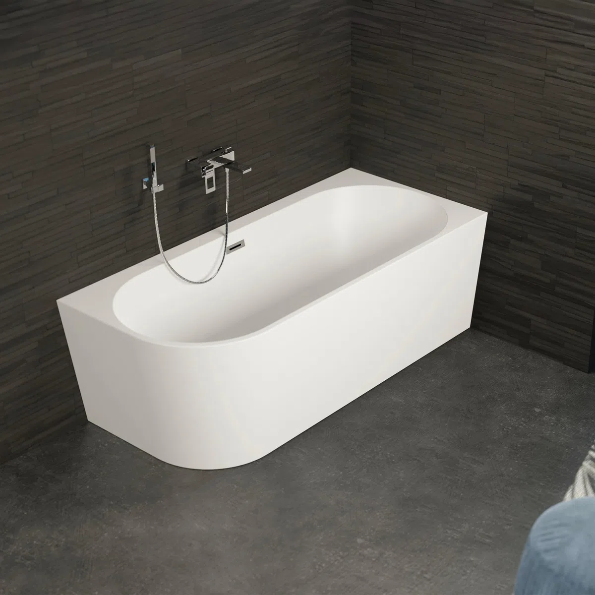 SPALINA CAPRI DROITE - Vasca freestanding a parete Destra L 170 x l 76 cm