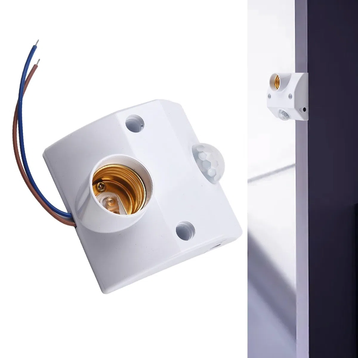 Presa con sensore di movimento compatibile con lampadine E27, tecnologia sensore PIR, campo di rilevamento 3 8 metri, angolo di rilevamento di 120 gradi, tensione AC110 240V