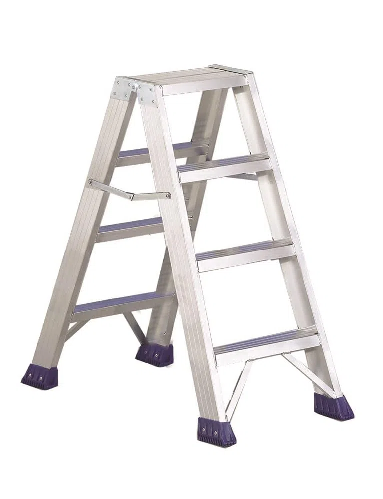 Svelt Sgabello Scaletta Professionale 4 gradini a Due Tronchi di Salita, in Alluminio Estruso Nervato, Portata 150kg (4)