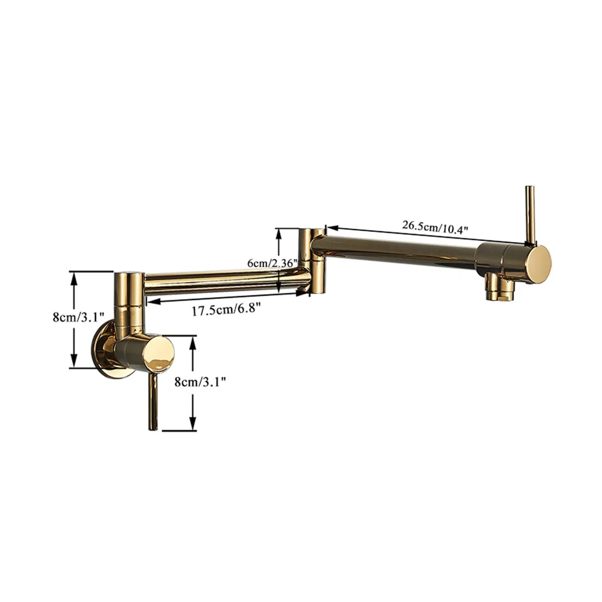 Gold Brass Pot Filler Tap Tap Cucina Rubinetto Singolo Freddo Freddo Solo Rubinetto Ruota Pieghevole Bustina Chrome Lavello Tap Montata a Parete - Rubinetto da Cucina(Polished Gold C)
