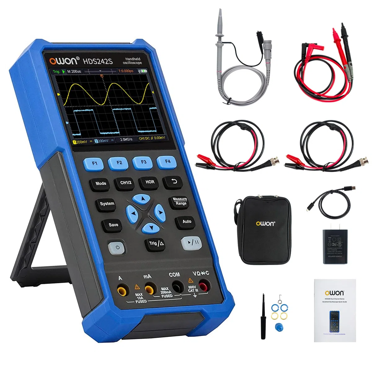 OWON HDS242S Oscilloscopio 3 in 1 Oscilloscopio per PC portatile professionale da 40 MHz, multimetro digitale da 20000 conteggi Display LCD da 3,5 pollici Strumento di test universale