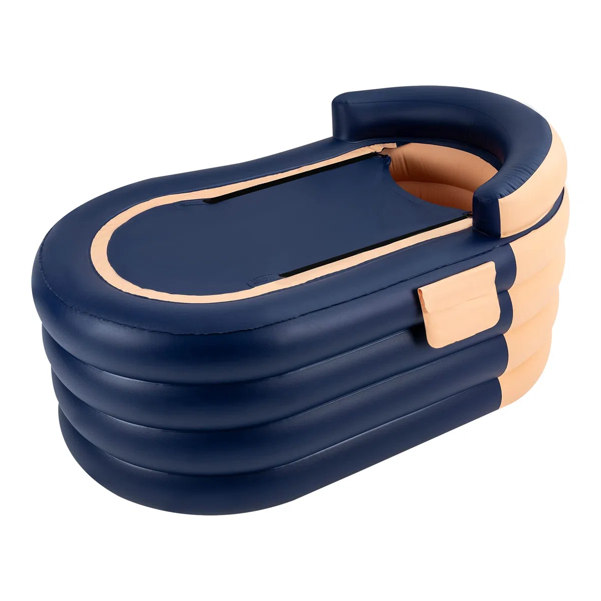 Vasca da bagno gonfiabile in PVC portatile con pompa ad aria elettrica, bagno di ghiaccio con copertura e pompa per adulti fino a 180 cm, 140 x 74 x 84 cm (arancione, blu)