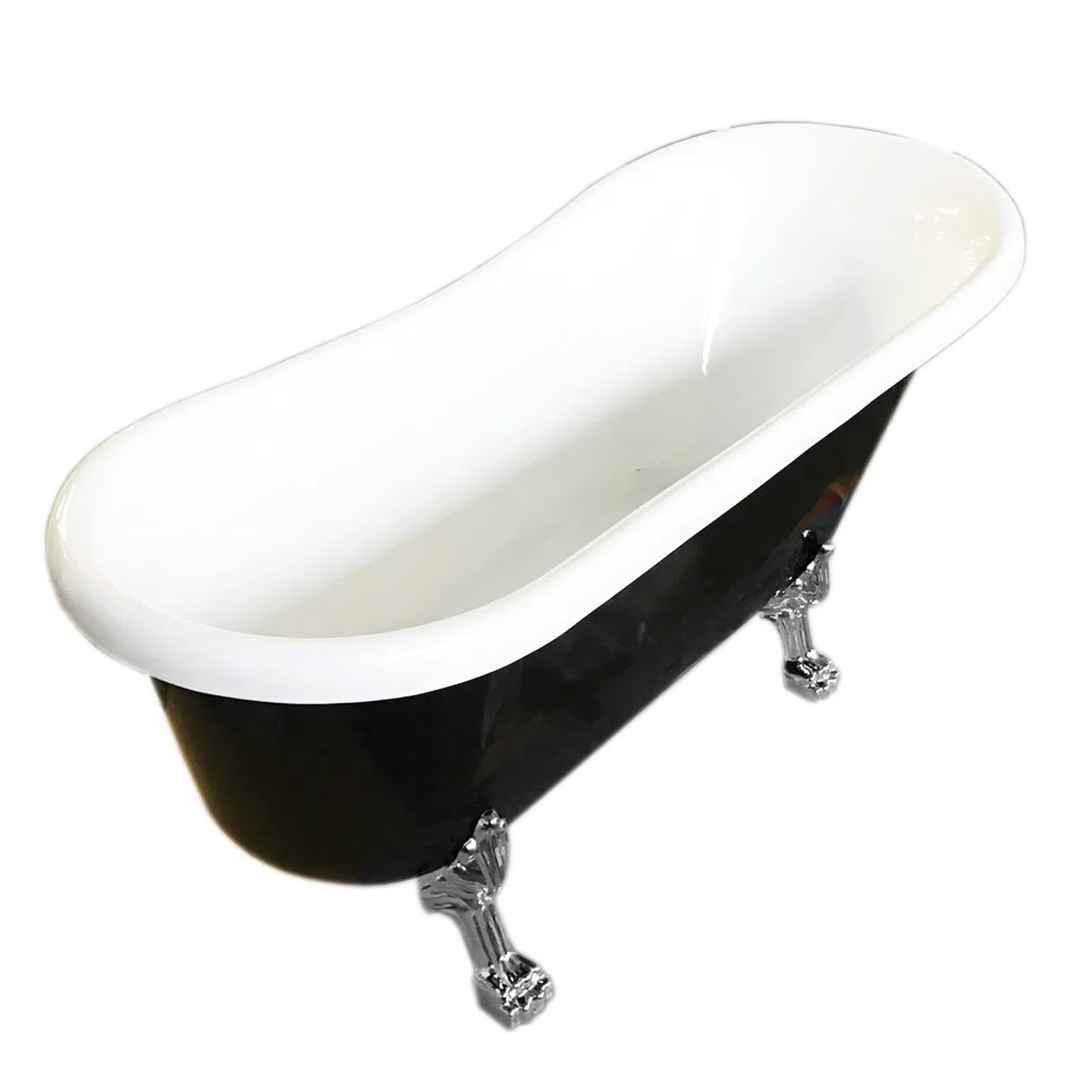 VASCA DA BAGNO INSTALLAZIONE LIBERA EPOCA RETRÓ Margherita Nera Piedi Argento 170x80 cm