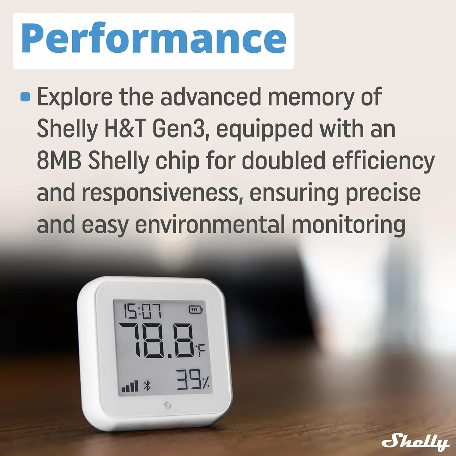 Shelly H&T Gen 3-2 sensori di temperatura e umidità Wi-Fi e Bluetooth, automazione domestica, nessun hub necessario, lunga durata della batteria, montaggio a parete