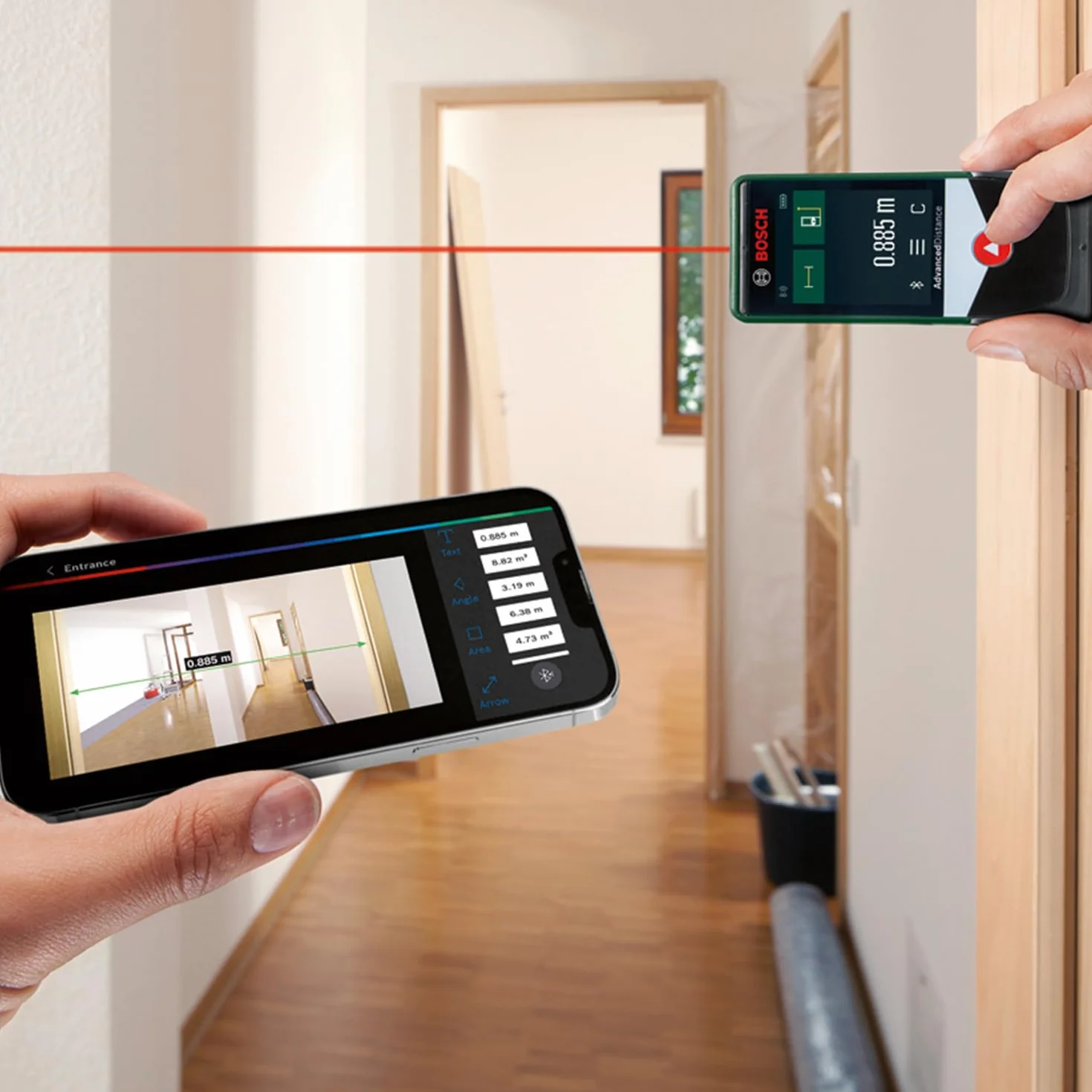 Bosch AdvancedDistance 50C distanziometro laser (misura distanze con precisione fino a 50 m, display touch, funzioni di misurazione con assistenza integrata, in cartone)