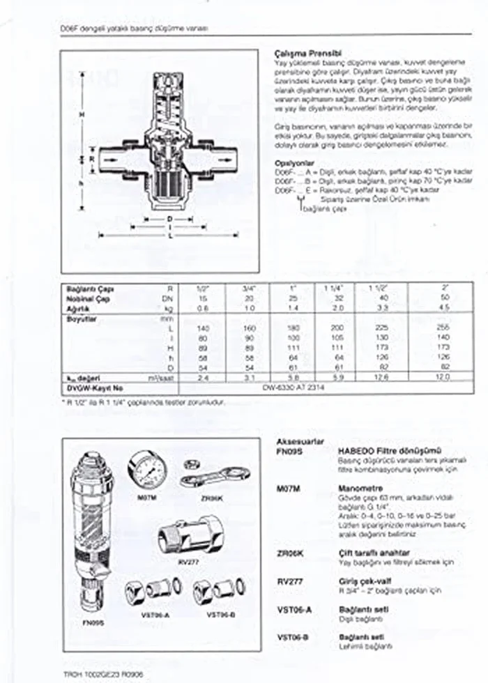 Honeywell RIDUTTORE DI PRESSIONE CON FILTRO E VETRO TRASPARENTE - 3/4" - TMAX 40ºC - PE 16 BAR - PS 1,5-6 BAR - KVS 3,1 - D06F-3/4A