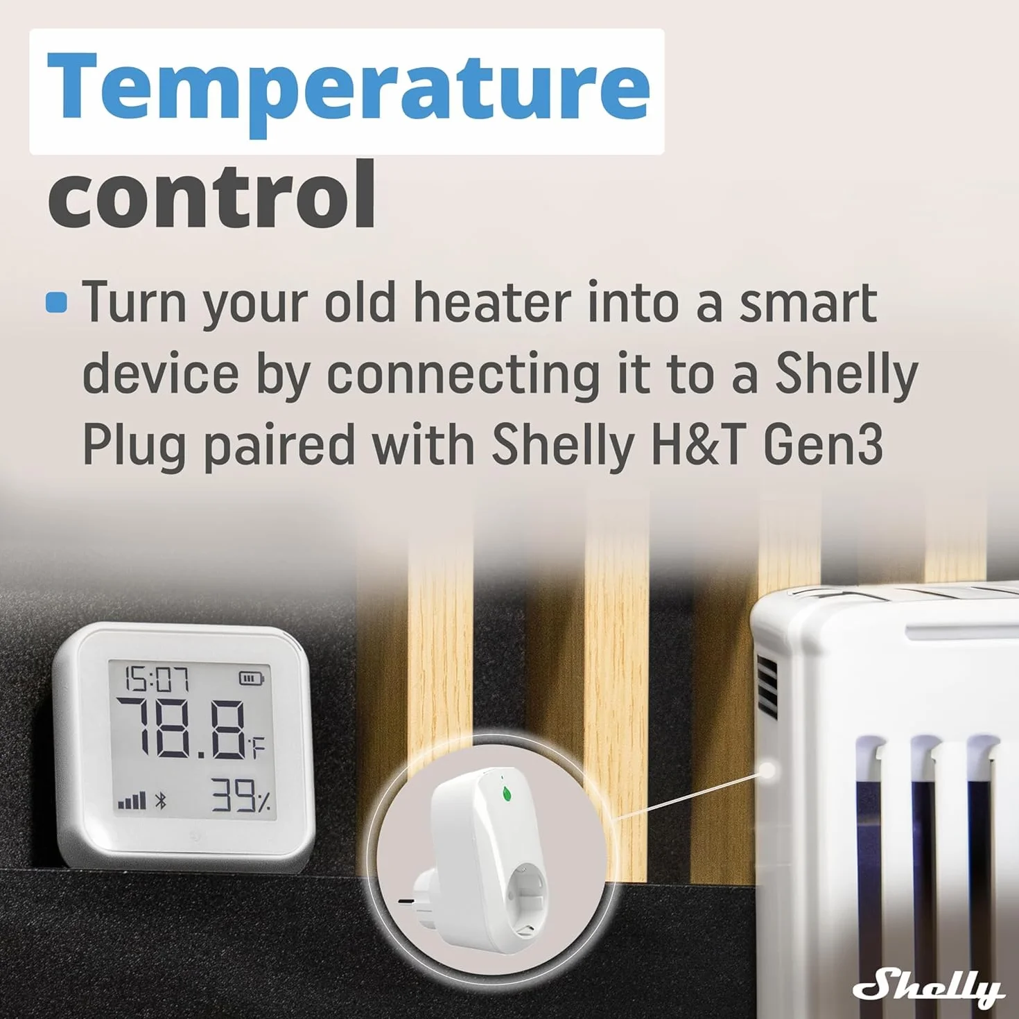 Shelly H&T Gen 3-2 sensori di temperatura e umidità Wi-Fi e Bluetooth, automazione domestica, nessun hub necessario, lunga durata della batteria, montaggio a parete