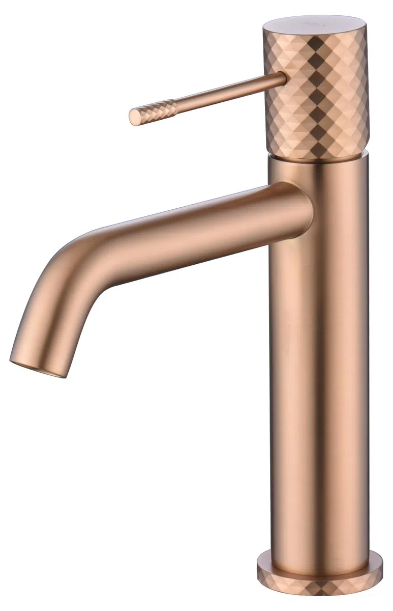 MICE BDG053-1ORC - Rubinetto monocomando per lavabo con tecnologia Apertura a freddo per risparmio energetico in ottone - monocomando per lavabo - Rubinetto da bagno per acqua calda e fredda Oro rosa