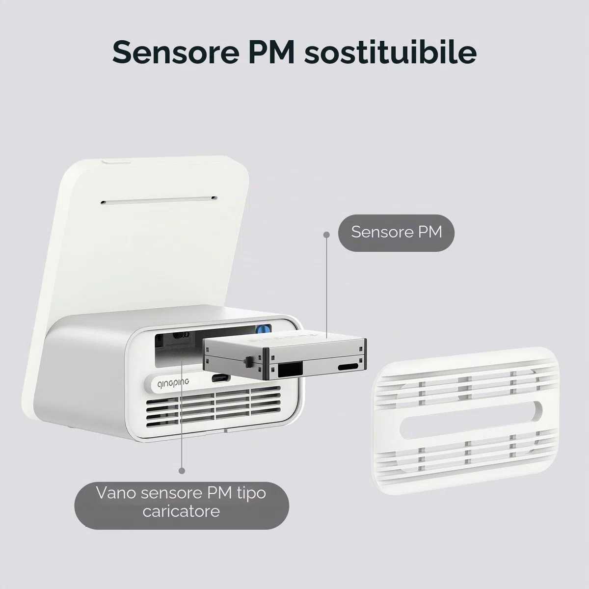 Qingping Monitor di Qualità dell'aria 2, Rilevatore di Qualità dell'Aria Interno, PM2.5, CO2, PM10, Rumore, Temperatura, Umidità, Nuova Funzione Sveglia, Tester di Qualità dell'Aria Intelligente