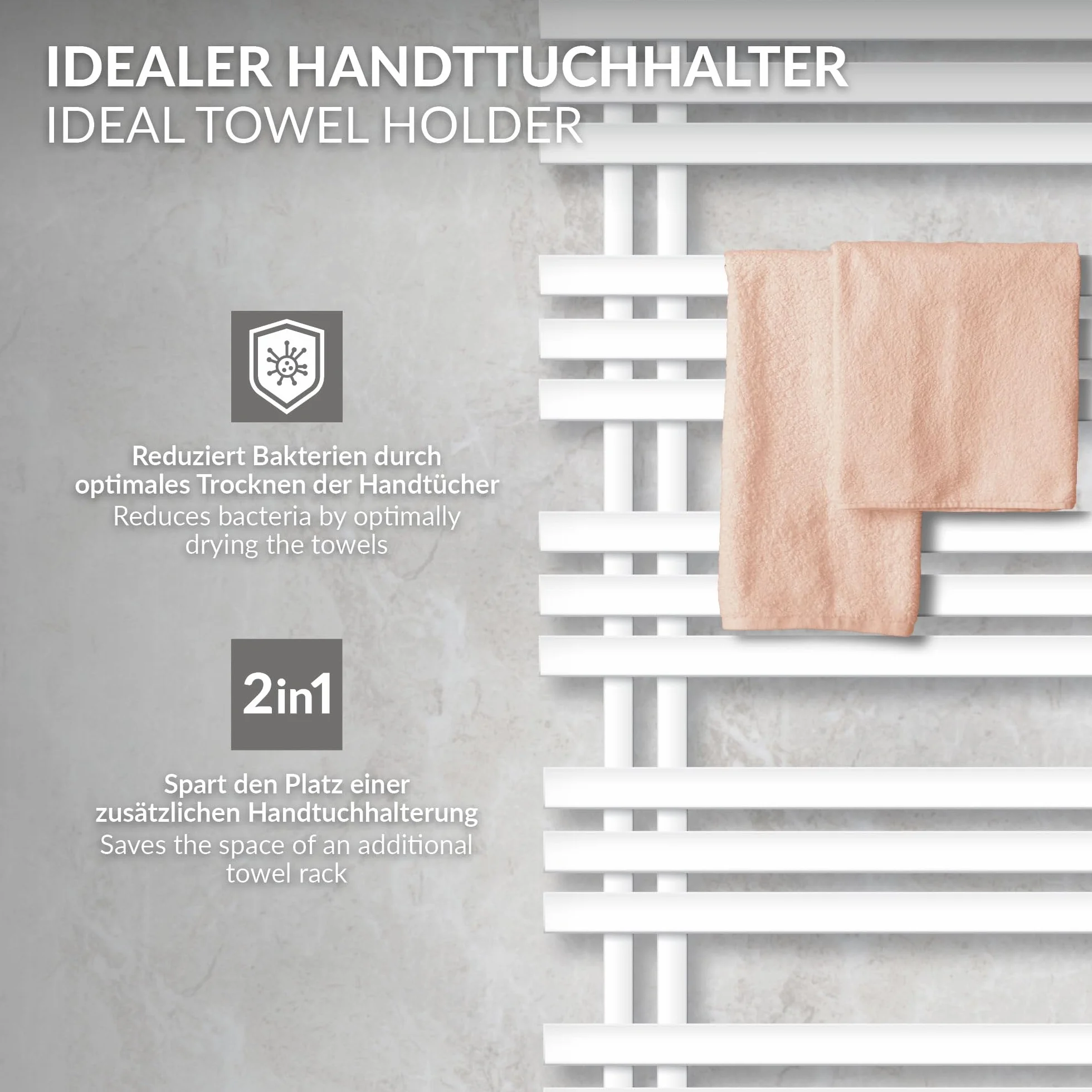 LuxeBath Radiatore Elettrico da Bagno Iron Em 600x1400 mm Bianco con Elemento Riscaldante 900W Termostato Display Digitale Termosifone per Asciugamani Scaldasalviette a Pannello Termoarredo