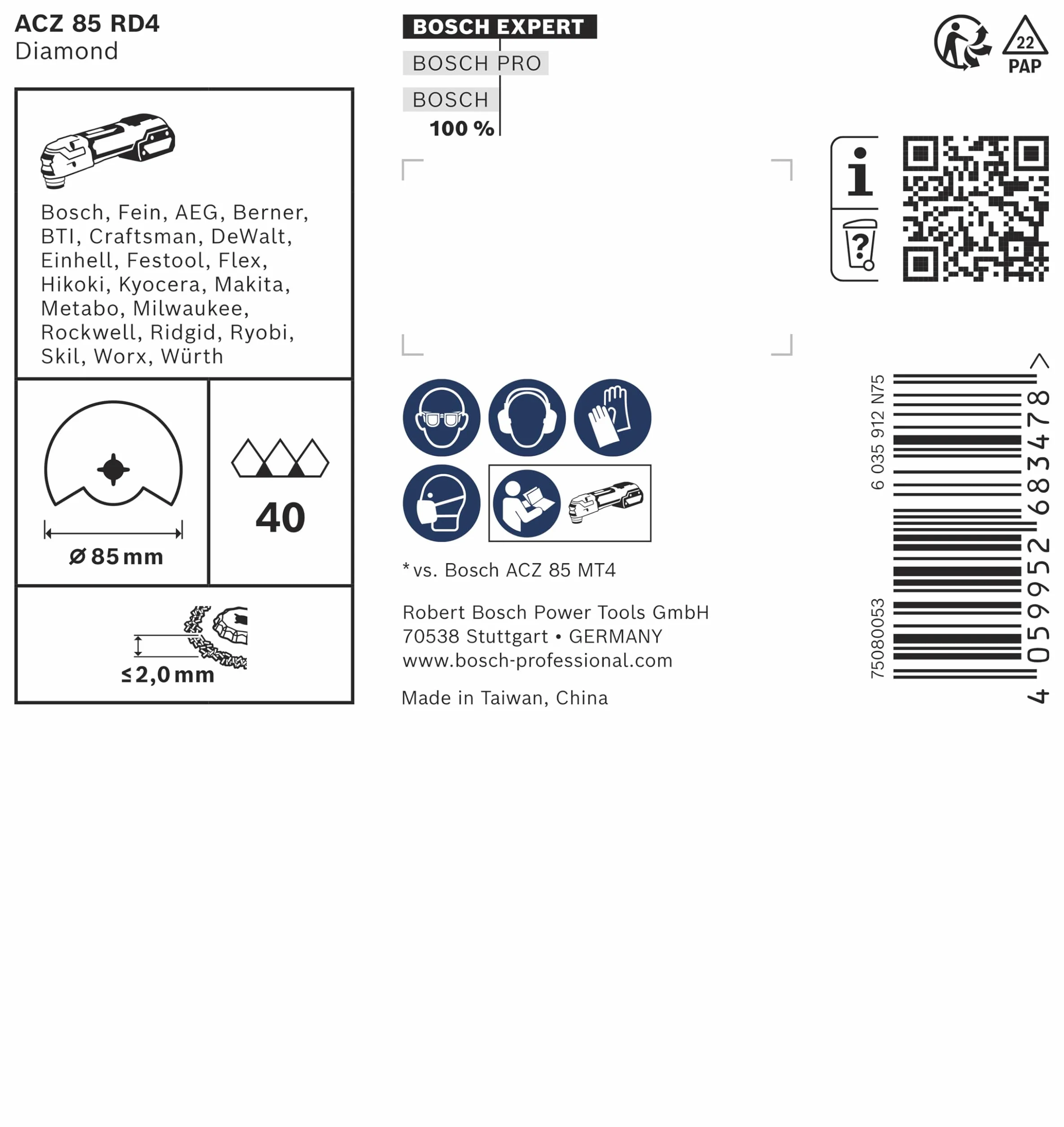 Diamond segment RBE- 10ER ACZ 85 RD4