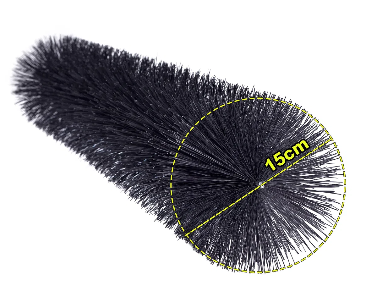 Spazzola per grondaie da 20 metri; diametro 15 cm - semplice da mantenere; di produzione tedesca. Particolarmente spessa.