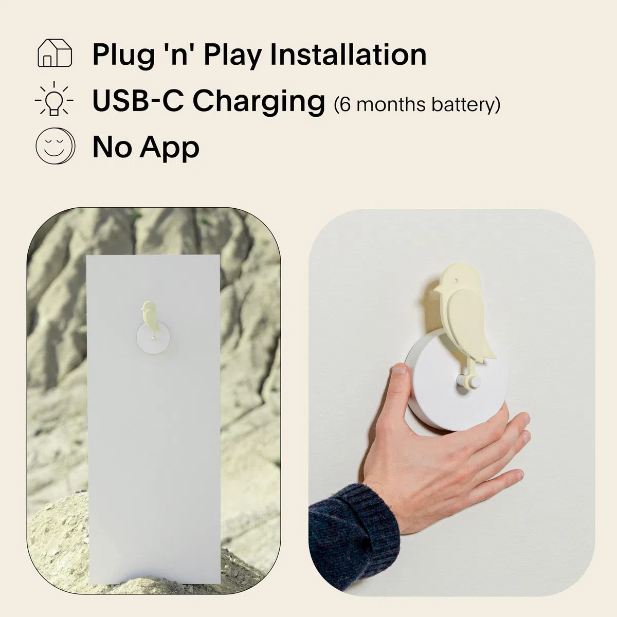Monitor di CO₂ per interni Birdie Design – Misuratore della qualità dell'aria per casa e ufficio – Promuove il benessere mentale e fisico – Riduce i rischi per la salute (Duna, FullBirdie)