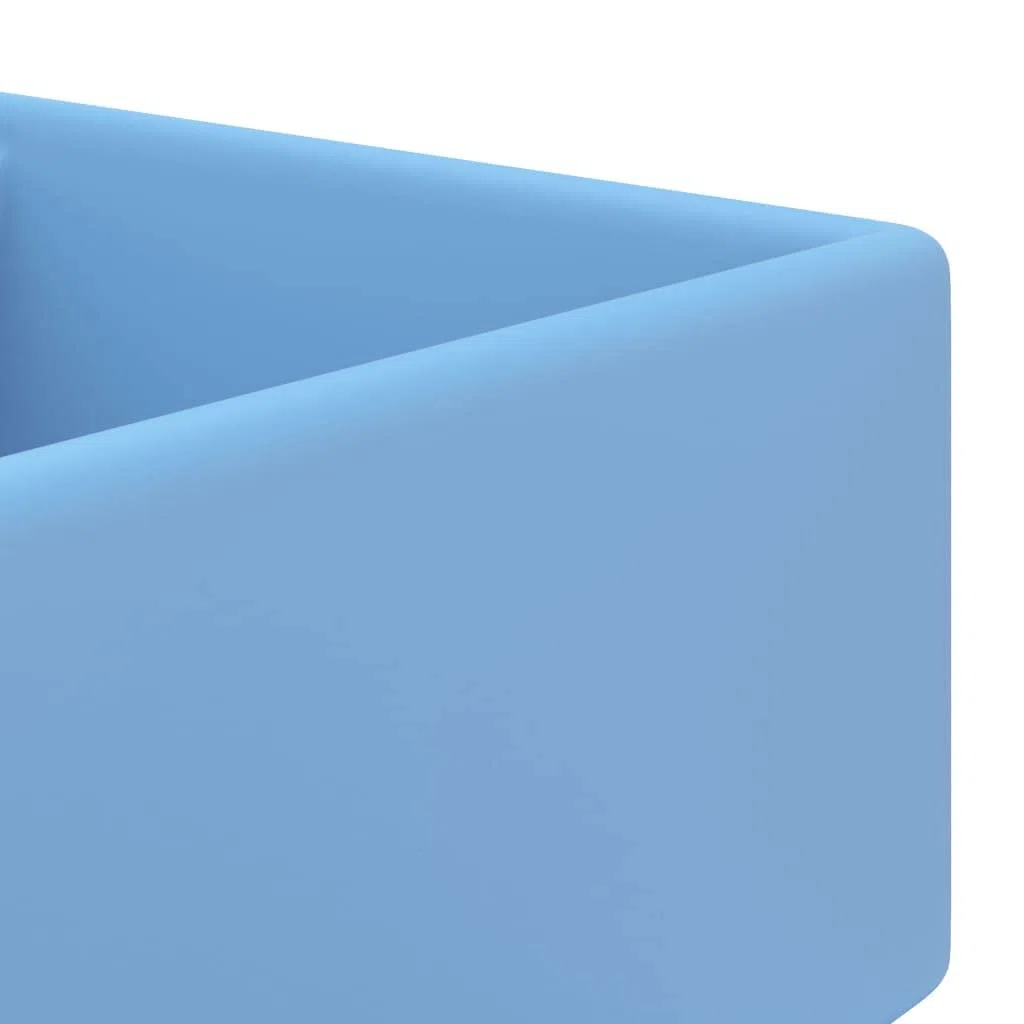 vidaXL Lavabo Troppopieno Lavello per Bagno Lavandino per Toilette Prodotti per Bagno Vaschetta Cubico Azzurro Opaco 41x41cm Ceramica