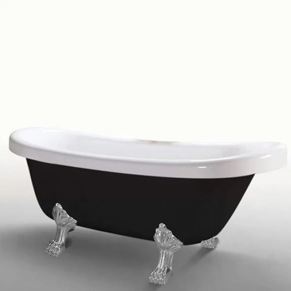 VASCA DA BAGNO INSTALLAZIONE LIBERA EPOCA RETRÓ Margherita Nera Piedi Argento 170x80 cm