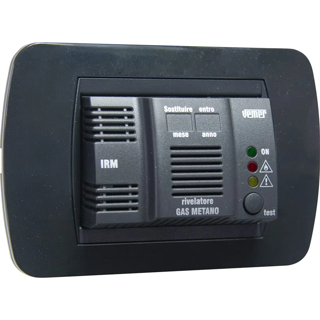 VEMER VE294500 IRM - Rilevatore Gas Metano da Incasso (3 moduli), Alimentazione 230V, Grigio Antracite e Bianco