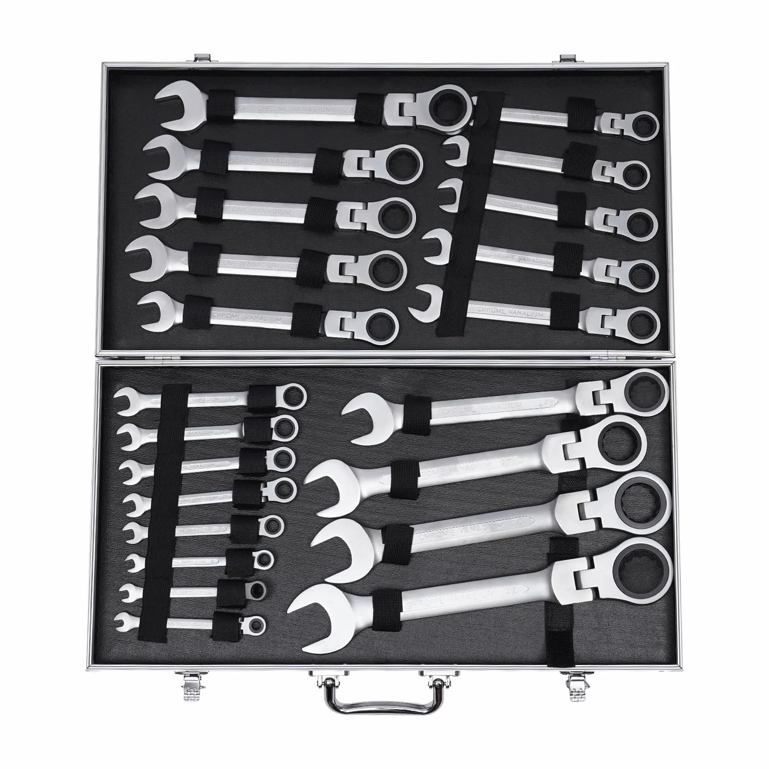 Set di chiavi a cricchetto snodato, set di attrezzi a cricchetto, con testa mobile, impugnatura ergonomica 6-32 mm