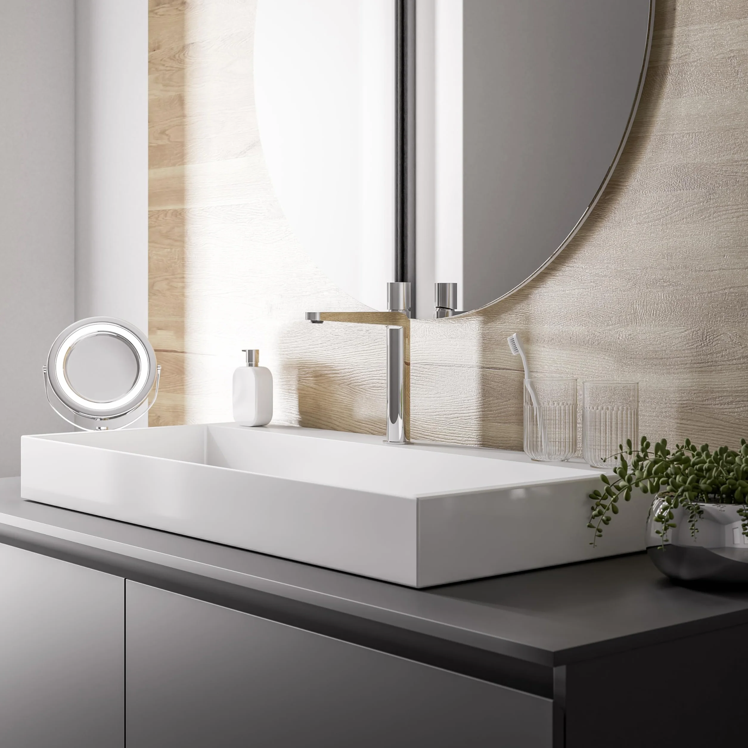 Lavabo sospeso o da appoggio in marmo artificiale BS6001 - bianco - 70cm / 100cm / 120cm, Larghezza:120cm - senza preforatura