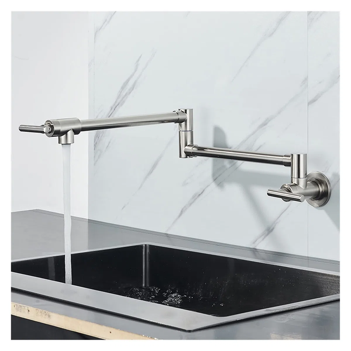 Gold Brass Pot Filler Tap Tap Cucina Rubinetto Singolo Freddo Freddo Solo Rubinetto Ruota Pieghevole Bustina Chrome Lavello Tap Montata a Parete - Rubinetto da Cucina(Polished Gold C)