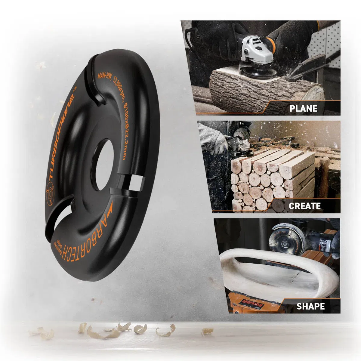 ARBORTECH TURBO Plane | Fresa a disco in metallo duro con Ø 100 mm per smerigliatrice angolare per la lavorazione del legno| IND.FG.400
