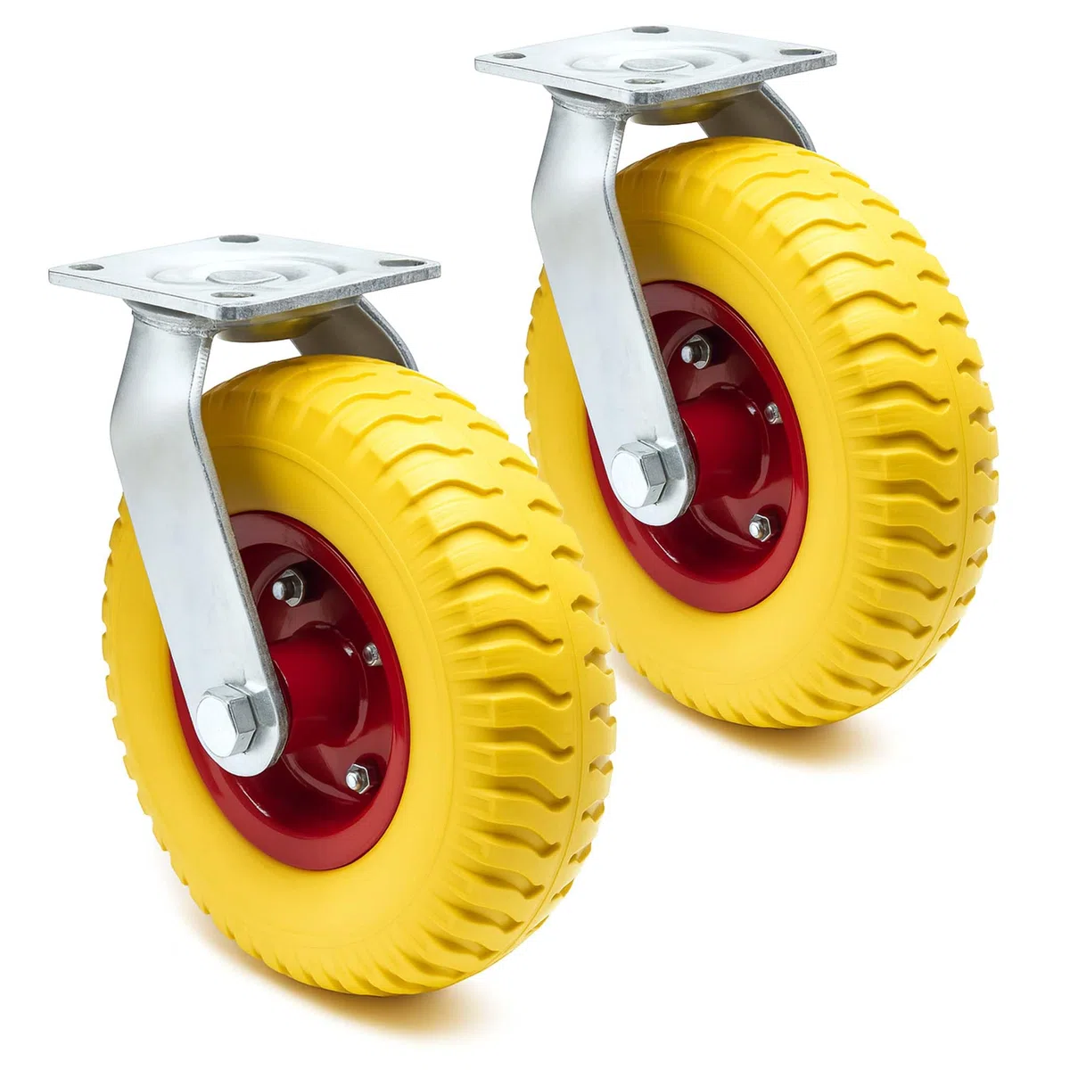 Wiltec Set 2 ruote girevoli da trasporto, antiforatura, 220x58 mm, 100 kg/ruota, con piastra di montaggio
