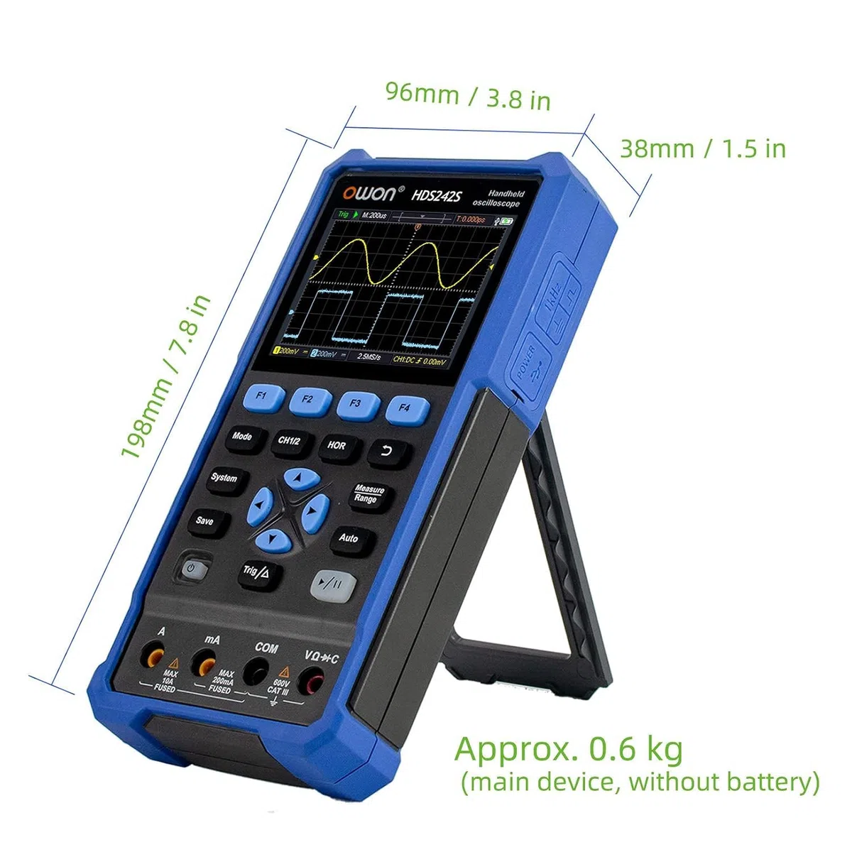 OWON HDS242S Oscilloscopio 3 in 1 Oscilloscopio per PC portatile professionale da 40 MHz, multimetro digitale da 20000 conteggi Display LCD da 3,5 pollici Strumento di test universale