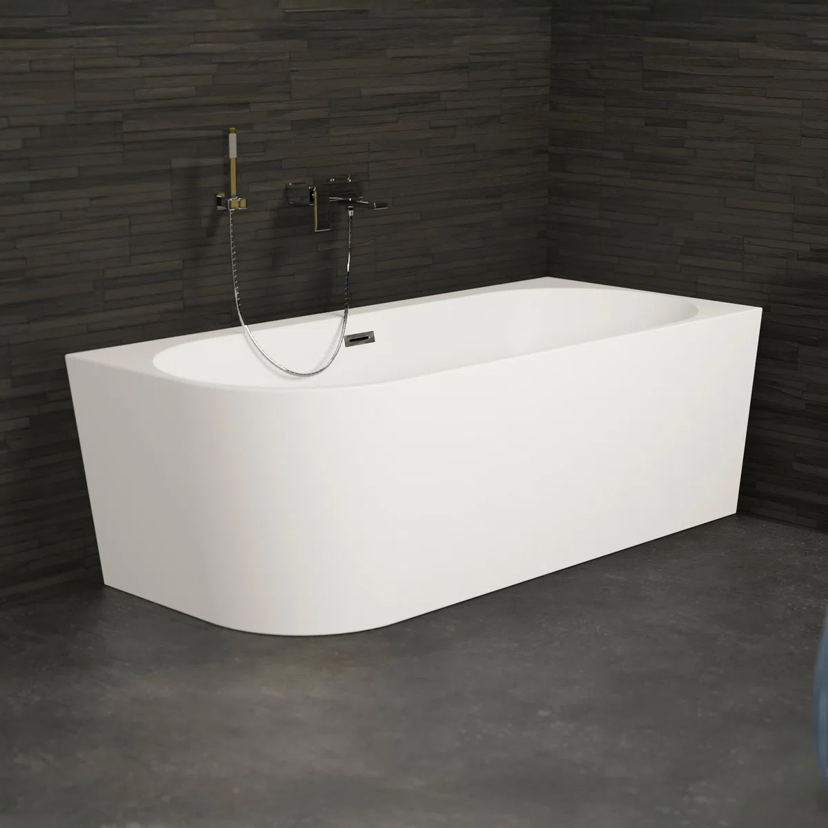 SPALINA CAPRI DROITE - Vasca freestanding a parete Destra L 170 x l 76 cm