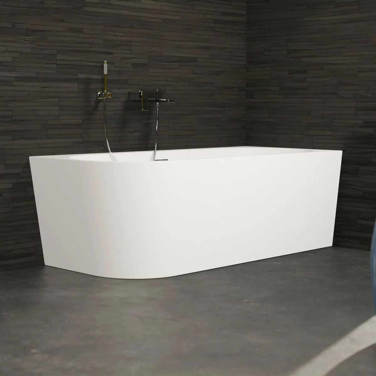 SPALINA CAPRI DROITE - Vasca freestanding a parete Destra L 170 x l 76 cm