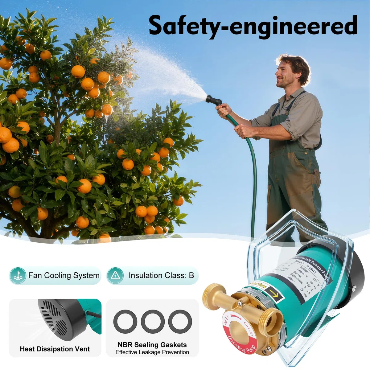 Pompa di aumento di pressione da 120 W, pompa per acqua domestica, automatica per la casa, in acciaio inossidabile, per riscaldamento dell'acqua, giardino, acqua calda, pompa di circolazione da 25 l