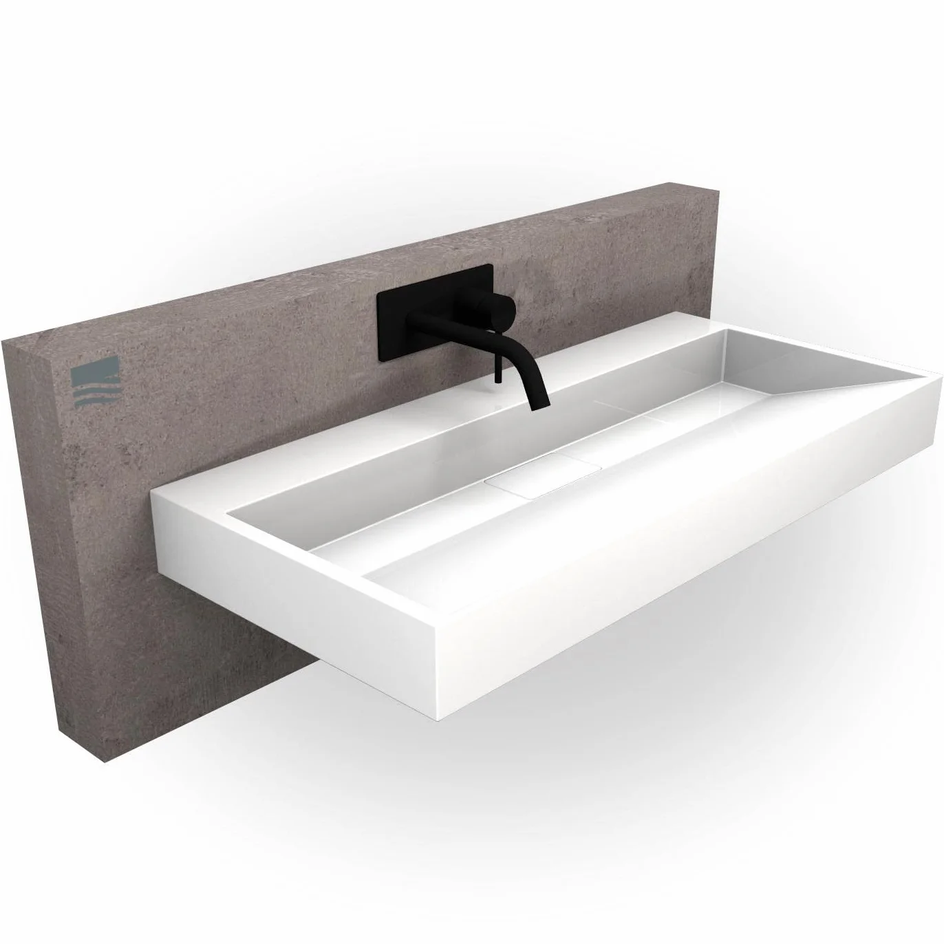 Lavabo sospeso o da appoggio in marmo artificiale BS6001 - bianco - 70cm / 100cm / 120cm, Larghezza:120cm - senza preforatura