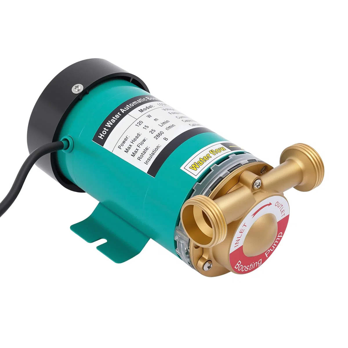 Pompa di aumento di pressione da 120 W, pompa per acqua domestica, automatica per la casa, in acciaio inossidabile, per riscaldamento dell'acqua, giardino, acqua calda, pompa di circolazione da 25 l