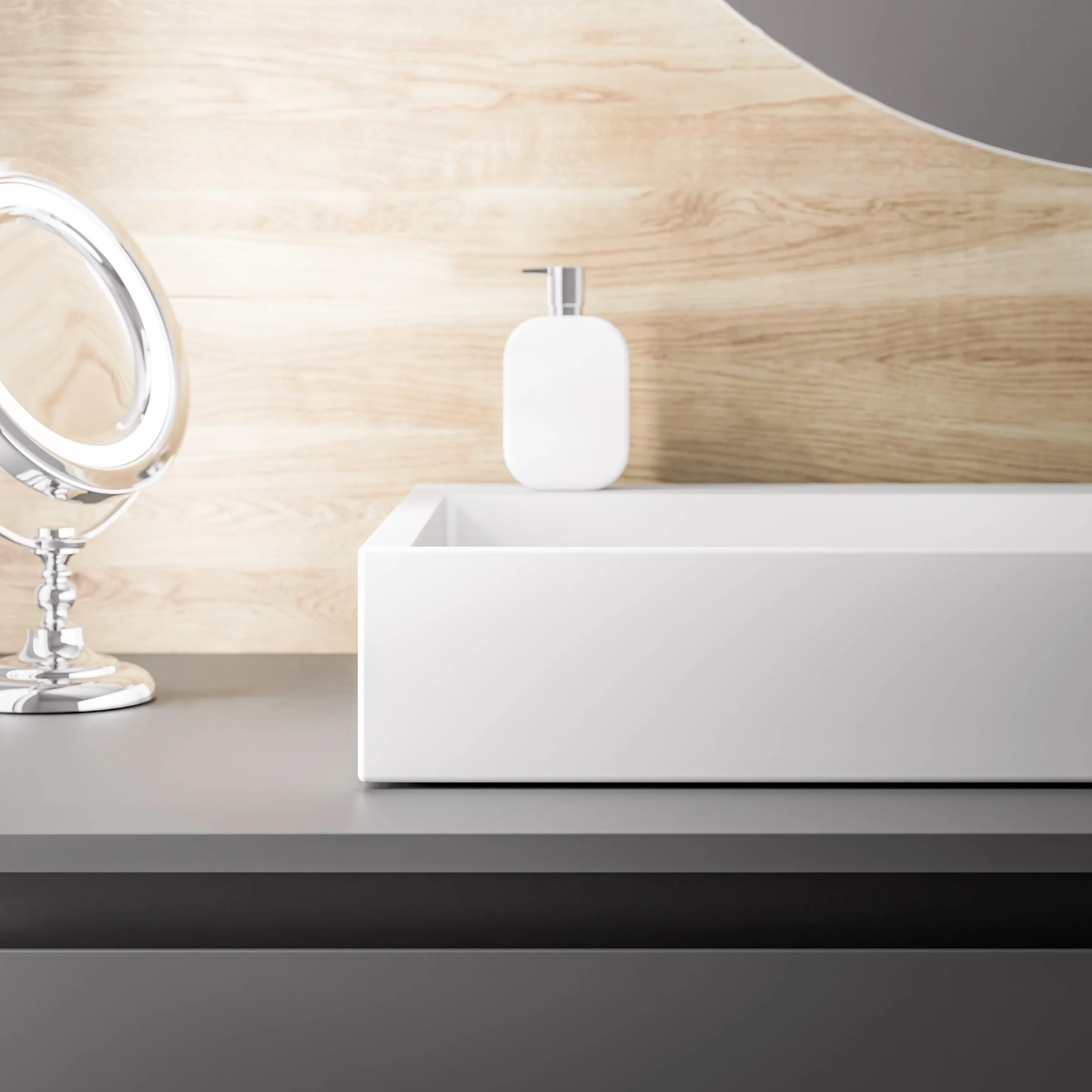Lavabo sospeso o da appoggio in marmo artificiale BS6001 - bianco - 70cm / 100cm / 120cm, Larghezza:120cm - senza preforatura