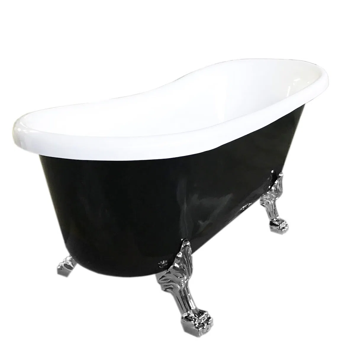 VASCA DA BAGNO INSTALLAZIONE LIBERA EPOCA RETRÓ Margherita Nera Piedi Argento 170x80 cm