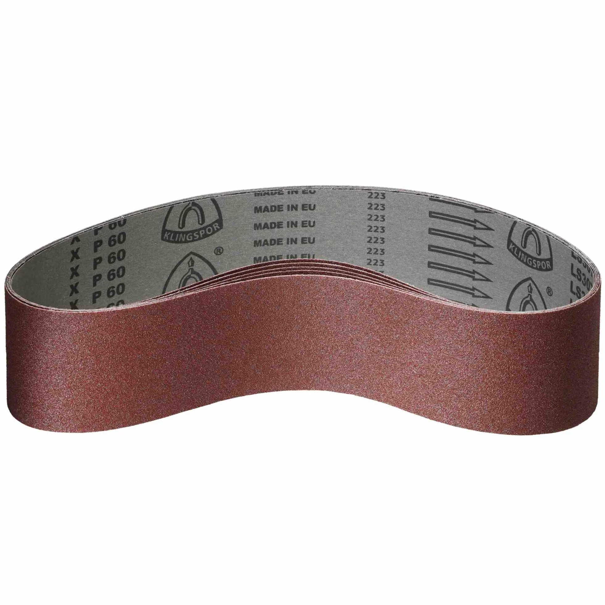 Nastro abrasivo LS307X – 100 x 2000 mm – Media P60 – 5 pezzi – per legno e metallo – base tessuto semi-flessibile resistente allo strappo – Nastri abrasivi professionali per smerigliatrici