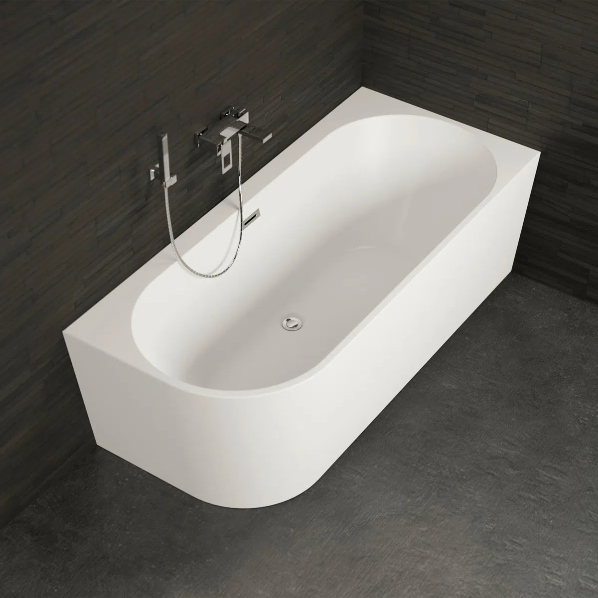 SPALINA CAPRI DROITE - Vasca freestanding a parete Destra L 170 x l 76 cm