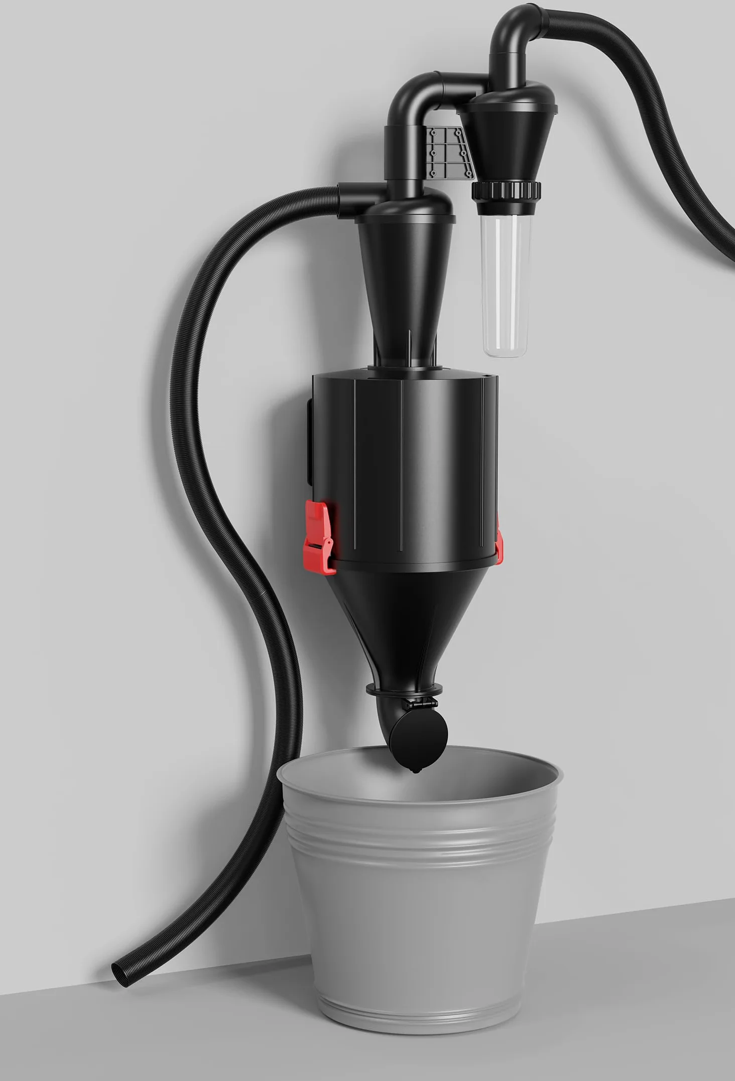 Filtro ciclone raccogli polvere 2 in 1, puede essere montato a parete o utilizzato come secchio con ruote, separatore multifunzionale per aspirapolvere a ciclone