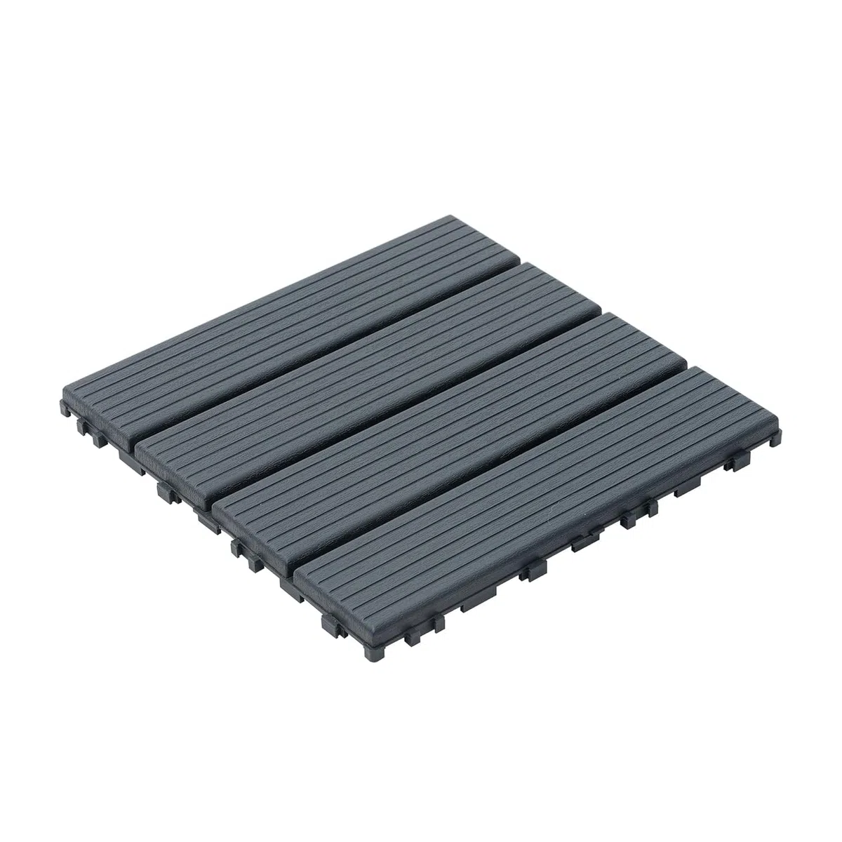 Confezione da 44 Piastrelle per Pavimentazione Esterna Ad Incastro - 30x30 Cm, Impermeabili, Ideali per Balconi, Verande, Giardini E Bordi Piscina - Superficie Dark Grey Texture