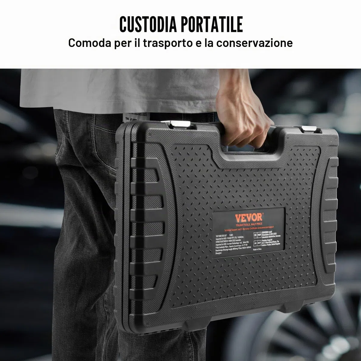 VEVOR Set di Filiere Maschi Utensili per Filettatura SAE 116 Pezzi in Totale, Set per Rubinetti Matrici in Lega di Zinco Utensili per Filettature in Valigetta Portatile, Set di Rubinetti Chiavi 116 Pz