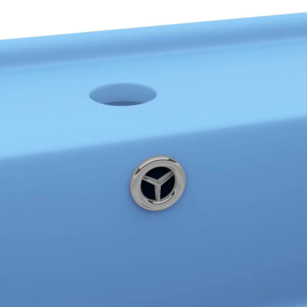 vidaXL Lavabo Troppopieno Lavello per Bagno Lavandino per Toilette Prodotti per Bagno Vaschetta Cubico Azzurro Opaco 41x41cm Ceramica