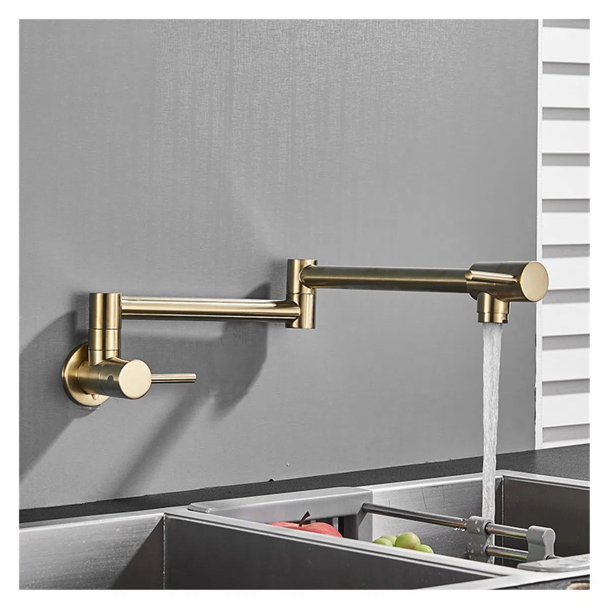 Gold Brass Pot Filler Tap Tap Cucina Rubinetto Singolo Freddo Freddo Solo Rubinetto Ruota Pieghevole Bustina Chrome Lavello Tap Montata a Parete - Rubinetto da Cucina(Polished Gold C)