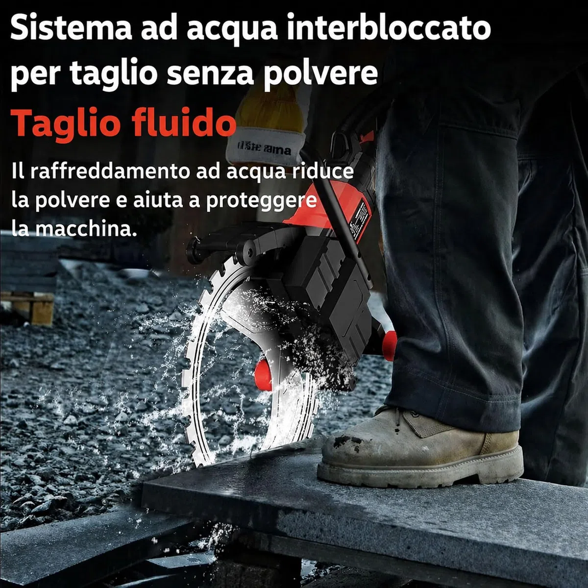 Sega Cemento Elettrica 16", 9800W, Sega Ad Anello profondità 300mm, Acqua Antipoilvere, 3000 Giri/min. per Cemento, Granito, Mattone, Pietra E Armatura